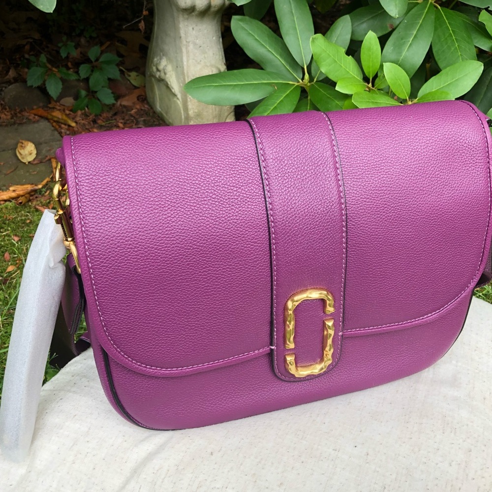 Marc Jacobs Purple Leather Crossbody Bag with Gold Hardware